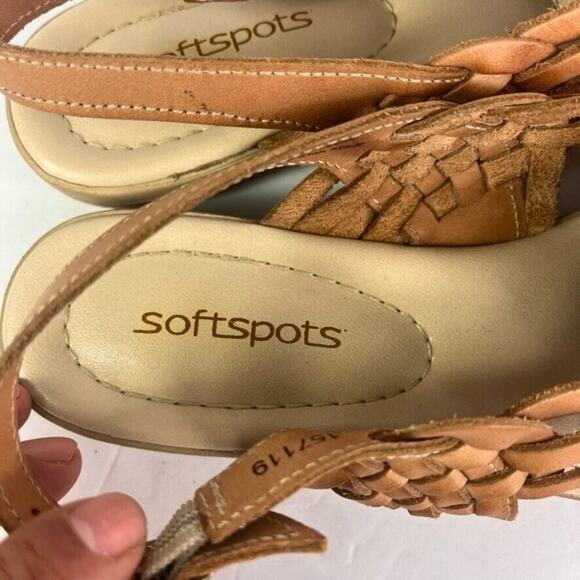 Softspots Sandals Womens 10 Brown Tan Tela Slingback Open Toe Leather - Picture 8 of 14